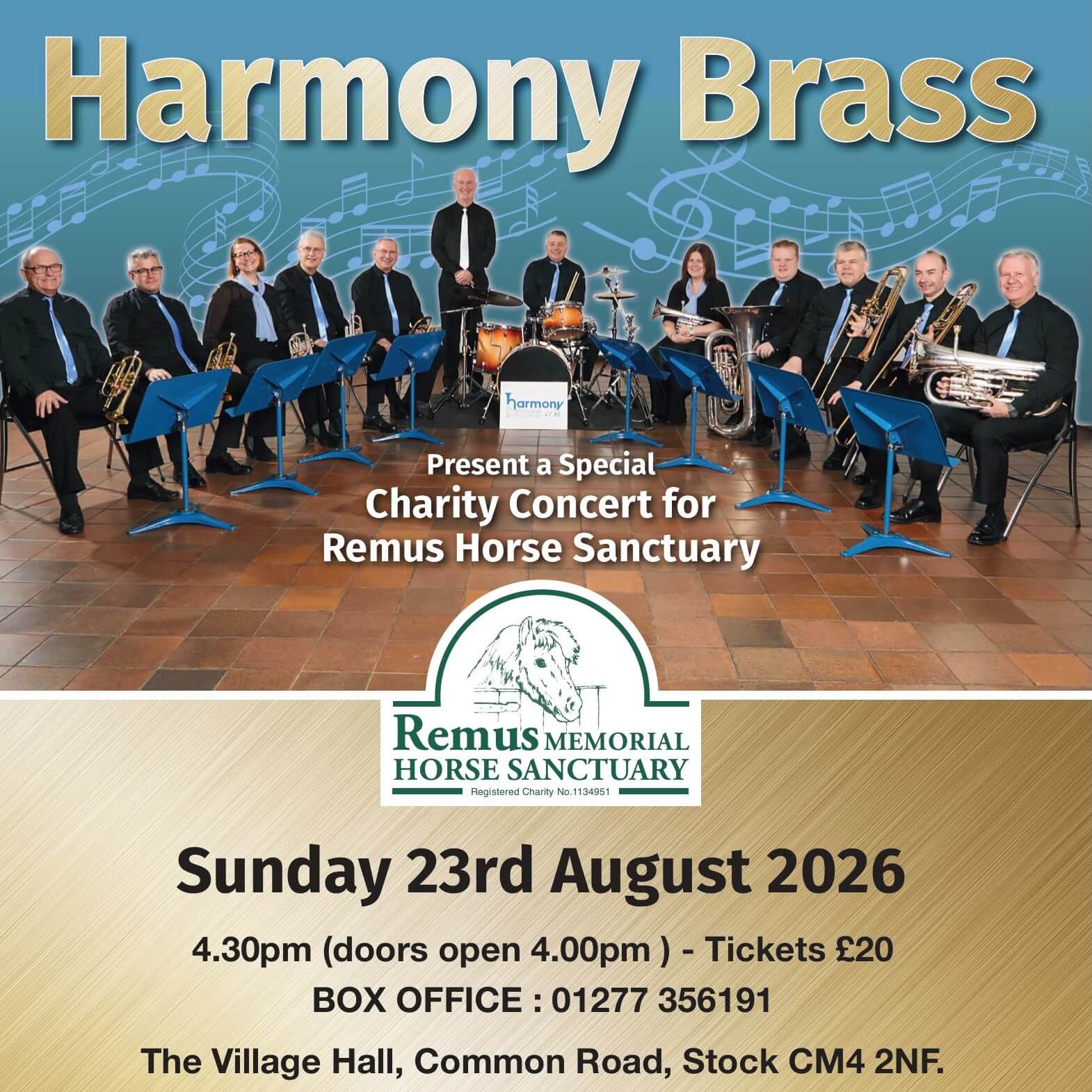 Remus Harmony Brass Charity Concert Flyer 2026
